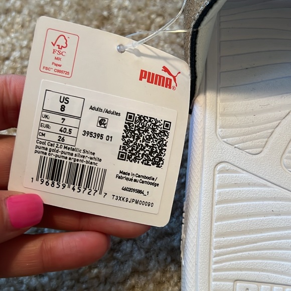 Puma Cool Cat 2.0 metallic shine slide sandal gold white size 8 shoe - Picture 3 of 7